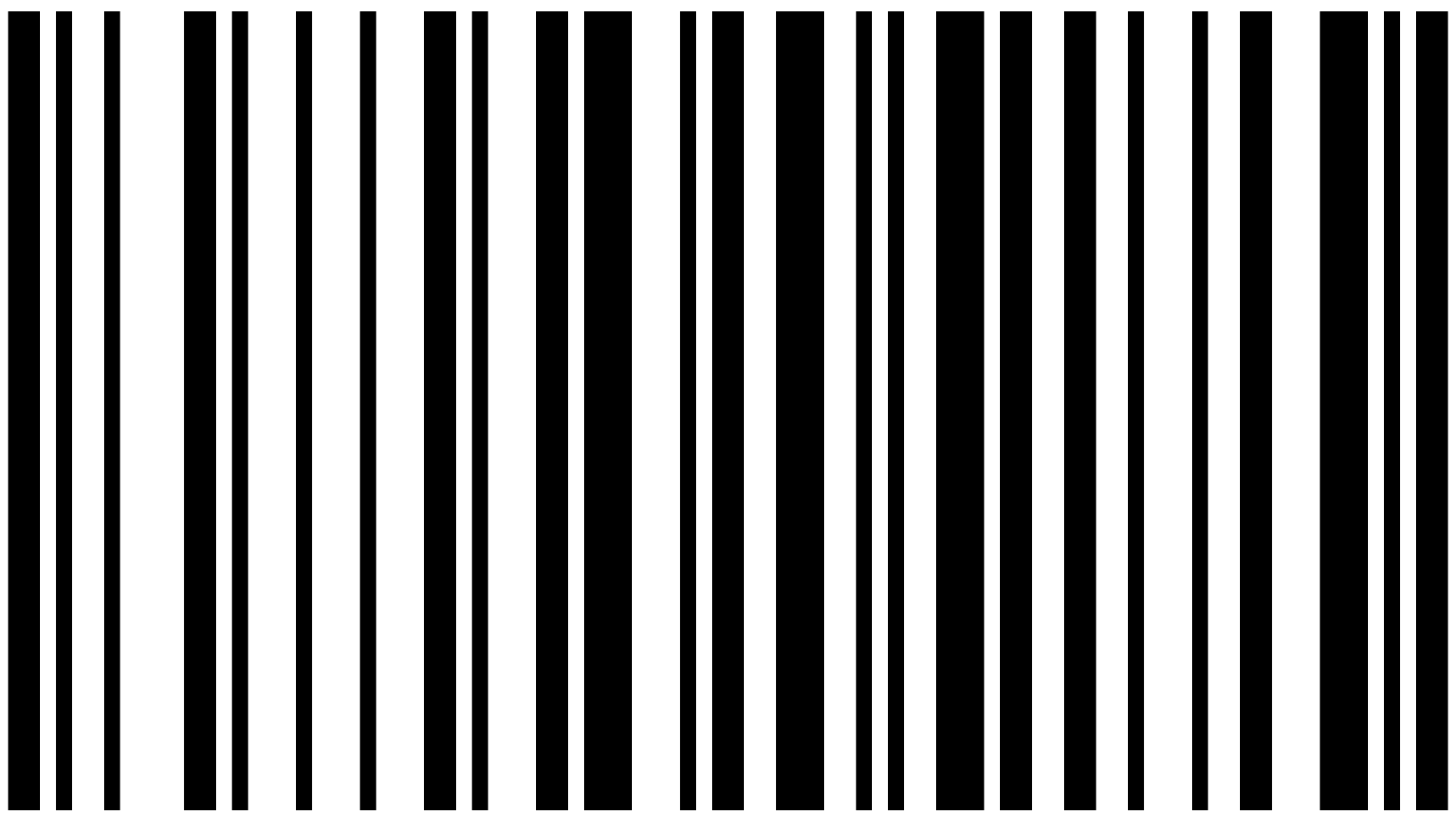 A series of vertical black bars of varying thicknesses on a white background.